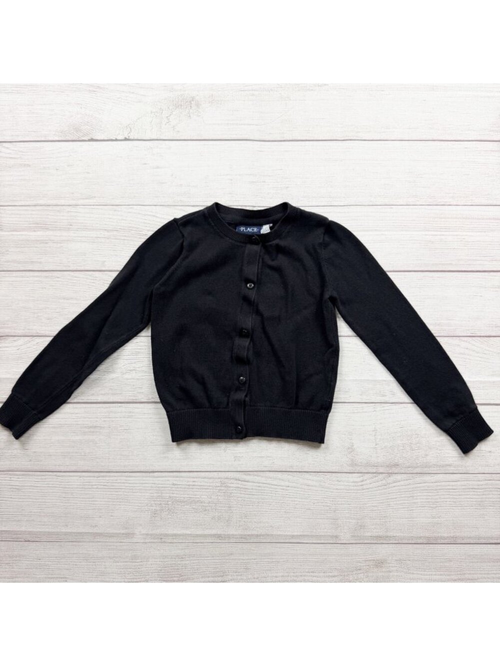The Children's Place Girls Black Button Up Cardigan Knit Sweater 7-8